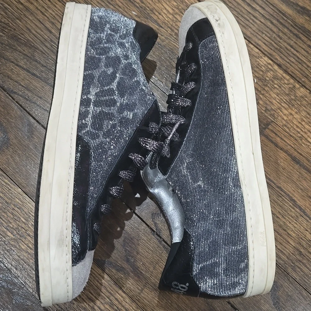 P448 John Glam Glitter Leopard Grey Black Sneakers Size 41